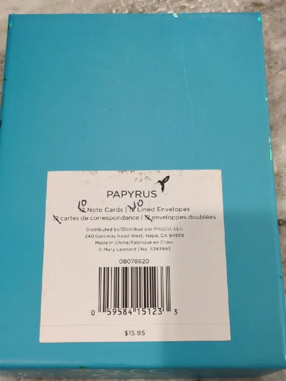 Papyrus Holographic Teal & Rainbow Hummingbird Note Card Set